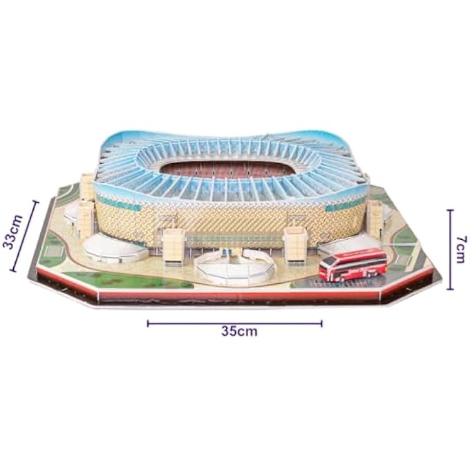 PUZZLME AHMAD BIN ALI STADIUM 3D PUZZLE  QATAR WORLD CUP FOOTBALL ARENA ASSEMBLY BUILDING KIT - AUTHENTIC & REALISTIC DETAILING, NO TOOLS REQUIRED - PUZZLES FOR ADULTS & KIDS - 35X33X7CM, 128-PIECES - Image 2